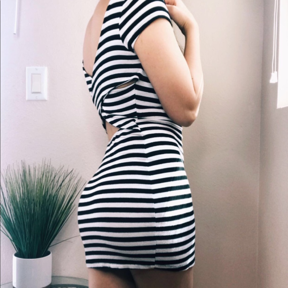 Striped cross back BodyCon Dress